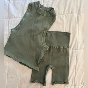 FP Movement by Free People Olive Bike Shorts Set